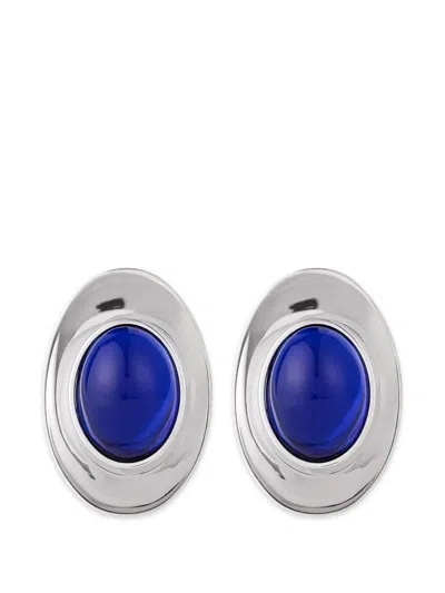 Givenchy Sculpted Gem Earrings In Metal And Resin In Blau