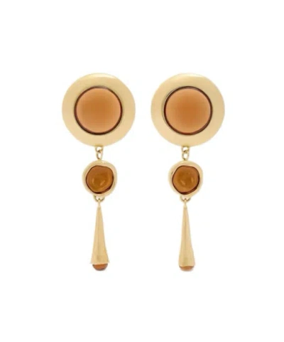 Givenchy Sculpted Gem Earrings In Metal And Resin In Brown/gold