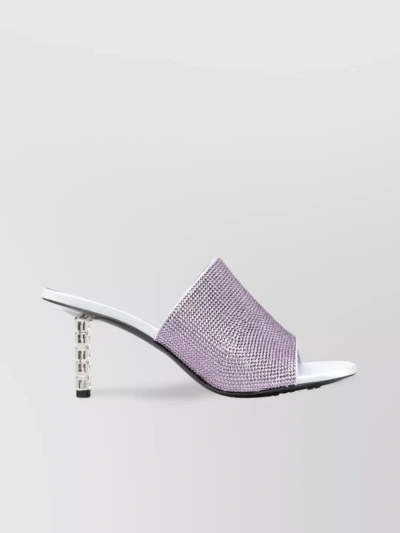 Givenchy Sculpted Heel Open Toe Mules With G Cube Embellishment In Pastel
