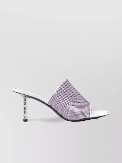 GIVENCHY SCULPTED HEEL OPEN TOE MULES WITH G CUBE EMBELLISHMENT