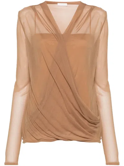 Givenchy Beige Draped Blouse In 257-natural Beige