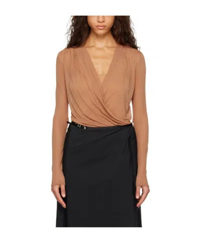 Givenchy Semi-sheer Draped Blouse In Nude