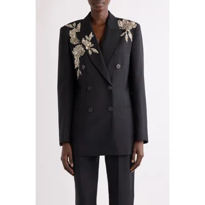 Givenchy Sequin Embellished Slashed Wool & Mohair Jacket In Black