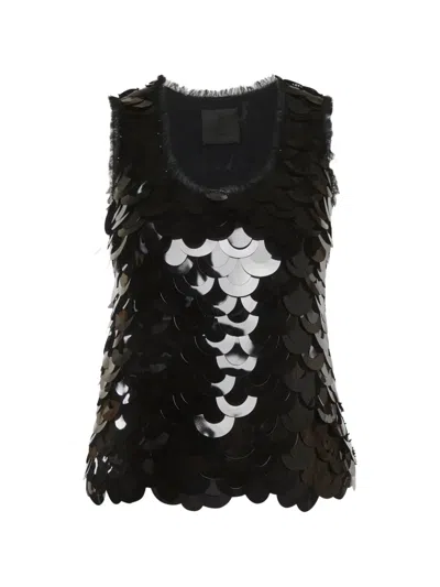 Pre-owned Givenchy Sequin Tulle Top In Black