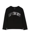 Givenchy T-shirt Nera In Jersey Di Cotone Bambina In Black