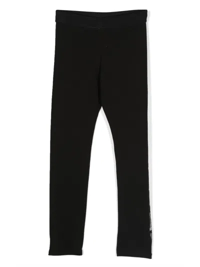 Givenchy Kids' Sequinned Logo Leggings In 09b-black