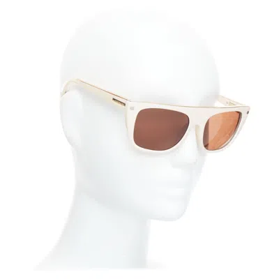 Pre-owned Givenchy Sgv883 Cream Acetate Gold Top Logo Sunglasses In White