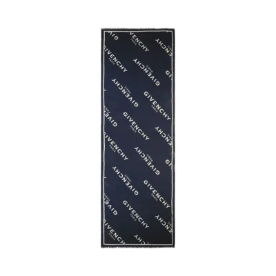 Pre-owned Givenchy Shadow Logo Scarf 'navy' | Blue | Men's Size Onesize