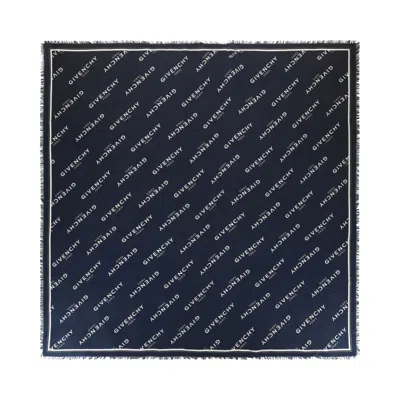 Pre-owned Givenchy Shadow Logo Square Scarf 'navy' | Blue | Women's Size Onesize