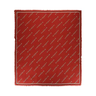 Pre-owned Givenchy Shadow Logo Square Scarf 'red' | Women's Size Onesize