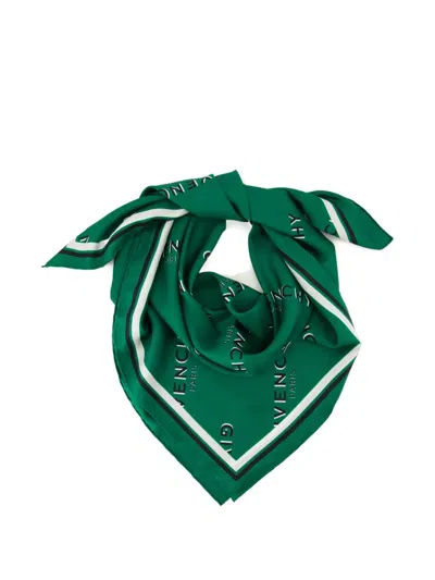 Givenchy Shadow Logo-print Scarf In Green