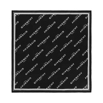 Pre-owned Givenchy Shadow Square Scarf In Silk 'black' | Women's Size Onesize