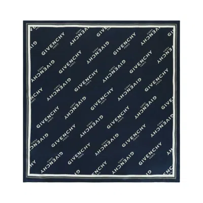 Pre-owned Givenchy Shadow Square Scarf In Silk 'navy' | Blue | Women's Size Onesize