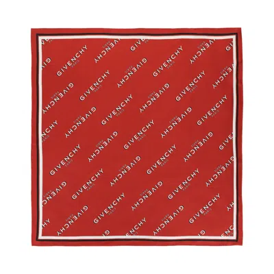 Pre-owned Givenchy Shadow Square Scarf In Silk 'red' | Women's Size Onesize
