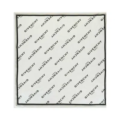 Pre-owned Givenchy Shadow Square Scarf In Silk 'white' | Women's Size Onesize