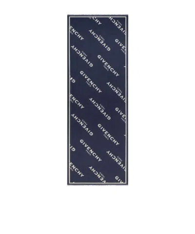 Givenchy Shadow Stole In Wool And Silk In Navy