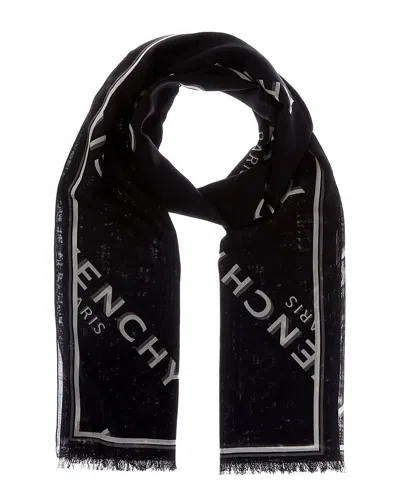 Givenchy Shadow Wool & Silk-blend Scarf In Black