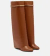 Givenchy Shark 95 Leather Knee-high Boots In Brown