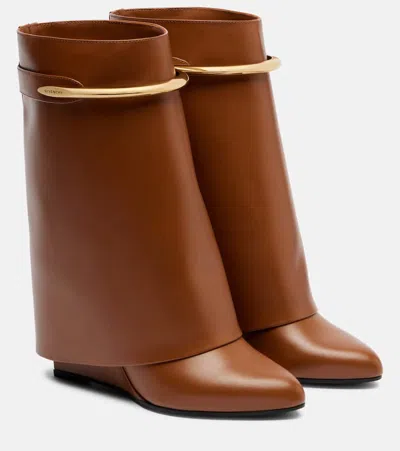 Givenchy Shark 95 Leather Mid-calf Boots In Brown