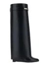 Givenchy Women Black Sandals With Logo Plaque On The Front And High Wedge Heel In Leather Woman