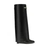 Givenchy Women Black Sandals With Logo Plaque On The Front And High Wedge Heel In Leather Woman In Black