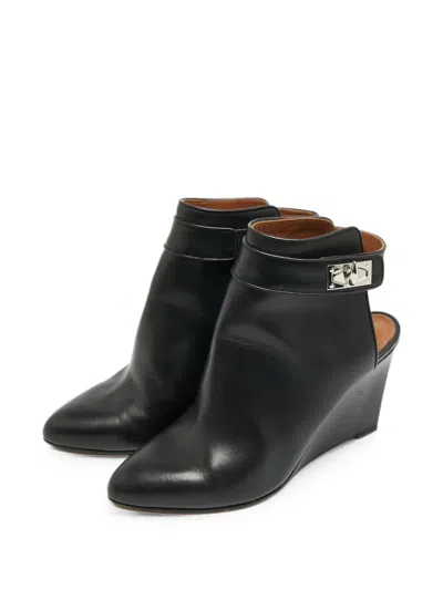 Pre-owned Givenchy Shark Cutout Ankle Boots In Black