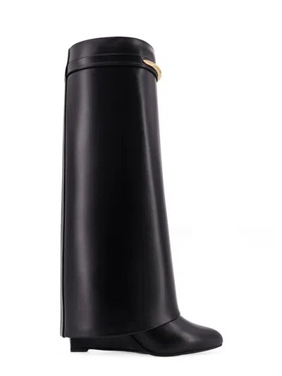 Givenchy Shark Leather Boots In Black