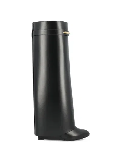 Givenchy Shark Leather Boots In Black