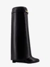 Givenchy Women Black Sandals With Logo Plaque On The Front And High Wedge Heel In Leather Woman In Black