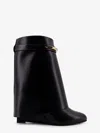 Givenchy Women Black Ankle Boots With Wedge Heels And Logo Plaque On The Side In Leather Woman In Black