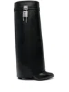 Givenchy Shark Lock Calf Leather Knee-high Boots In Black