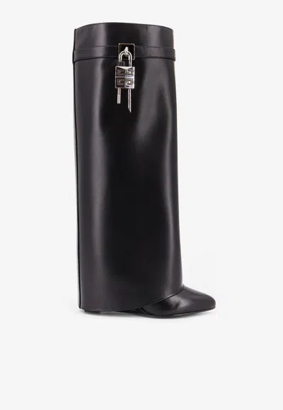 Givenchy Shark Lock 90 Knee-high Leather Boots In Black