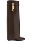 Givenchy Shark Lock Leather Boots In Brown