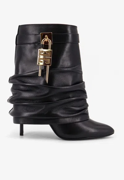 Givenchy Shark Lock 95 Leather Boots In Black