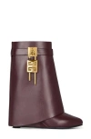 Givenchy Shark Lock Ankle Boots In Leather In Oxblood