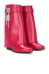 Givenchy Shark Lock Leather Ankle Boots With Covered Wedge Heels In Red