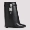 Givenchy Shark Lock 90 Leather Ankle Boots Shoes In Black