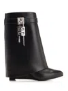 Givenchy Shark Lock 90 Leather Ankle Boots Shoes In Black