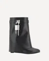 Givenchy Shark Lock Leather Ankle Boots In Black