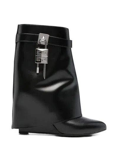 Pre-owned Givenchy Shark Lock Ankle Boots In Black