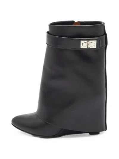 Pre-owned Givenchy Shark Lock Ankle Boots In Black