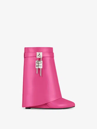 Givenchy Women's Shark Lock Ankle Boots In Leather In Neon Pink