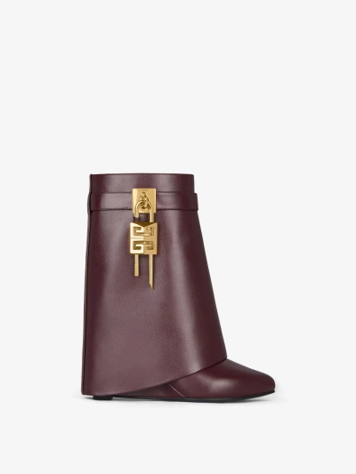 Givenchy Shark Lock Ankle Boots In Leather In Oxblood Red