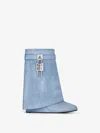 Givenchy Shark Lock Denim Ankle Boots In Medium Blue