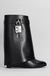 Givenchy Shark Lock Ankleboot Low Heels Ankle Boots In Black Leather In Black