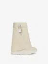 Givenchy Shark Lock Leather Ankle Boots In Beige