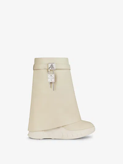Givenchy Shark Lock Leather Ankle Boots In White