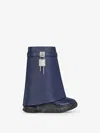 Givenchy Shark Lock Biker Ankle Boots In Grained Leather In Petrol Blue