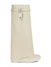 Givenchy Shark Lock Biker Boots 120mm In Grained Leather In Neutral