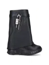 Givenchy Shark Lock Biker Ankle Boots In Leather And Shearling In Black  